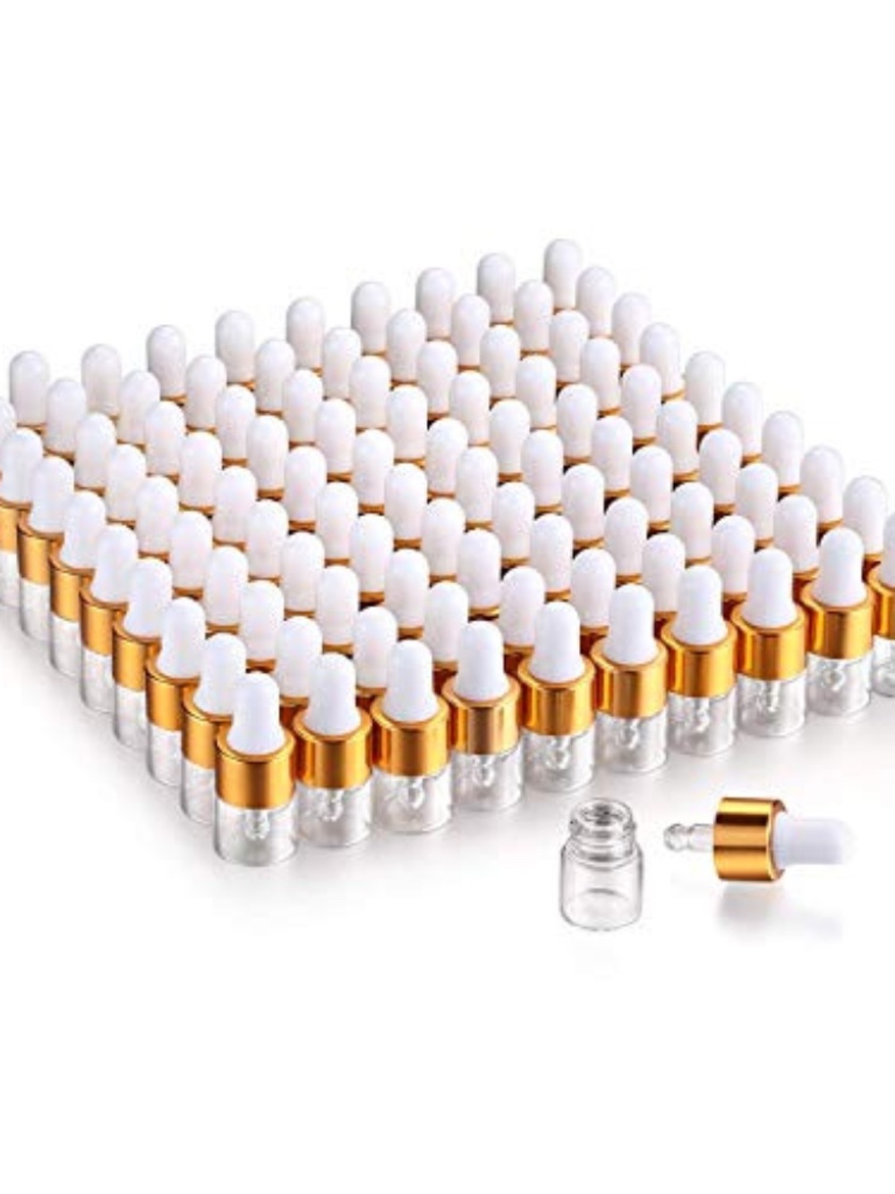 100,1ml Clear Glass Dropper Bottle, Empty Dropper Bottles, Samples, Travel NWT
